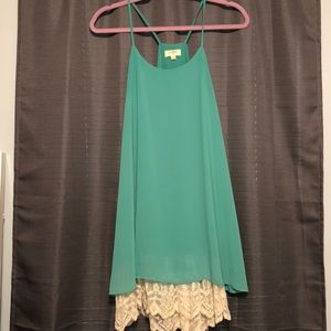 Green dress with lace bottom